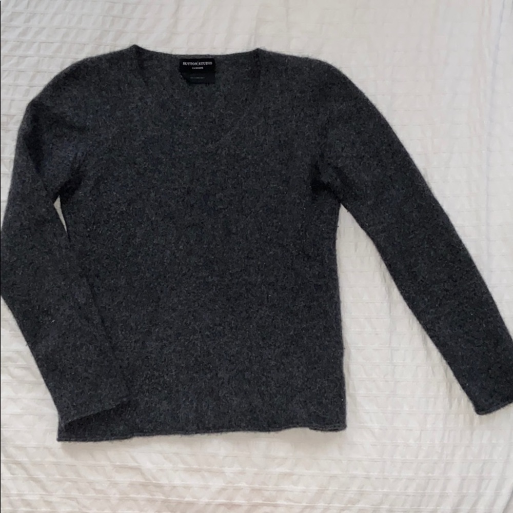 Sutton studio cashmere charcoal sweater